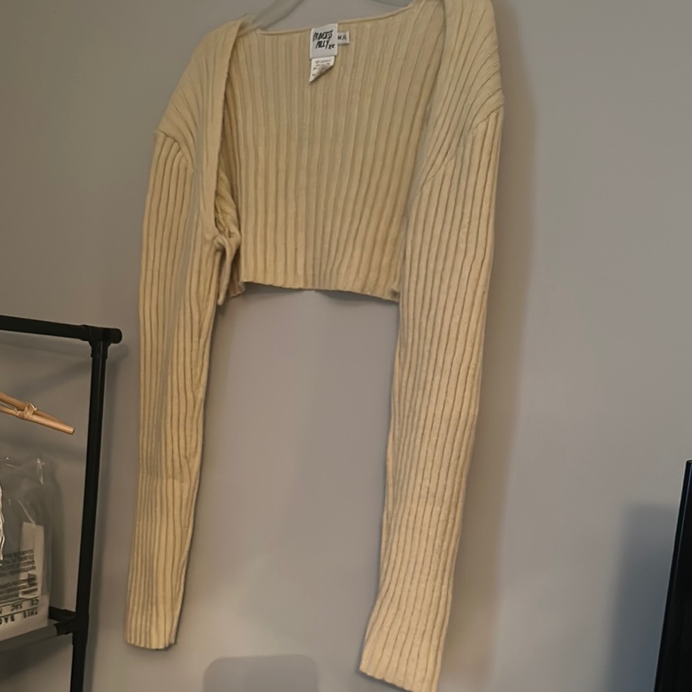 Princess Polly Beige Ribbed Crop Top - Preloved